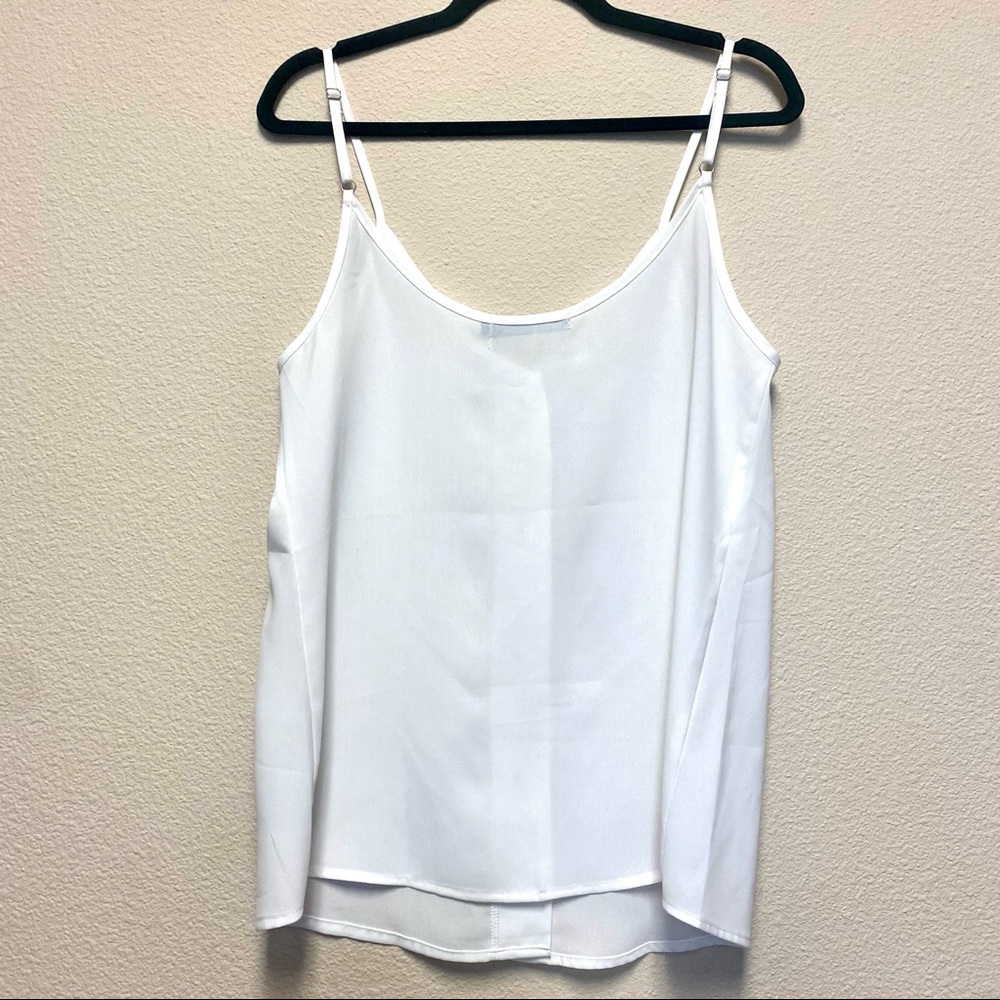 Women’s white button down cami tank top. Sz SM, adjustable straps - Picture 6 of 10